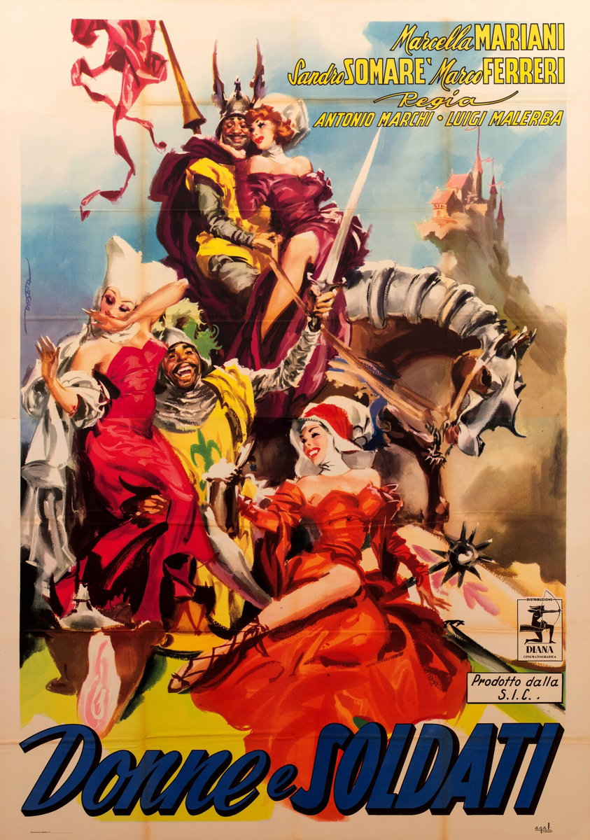 Manifesto 2 per il film Donne e soldati (1955), dipinto da Roberto De Seta (Bob)