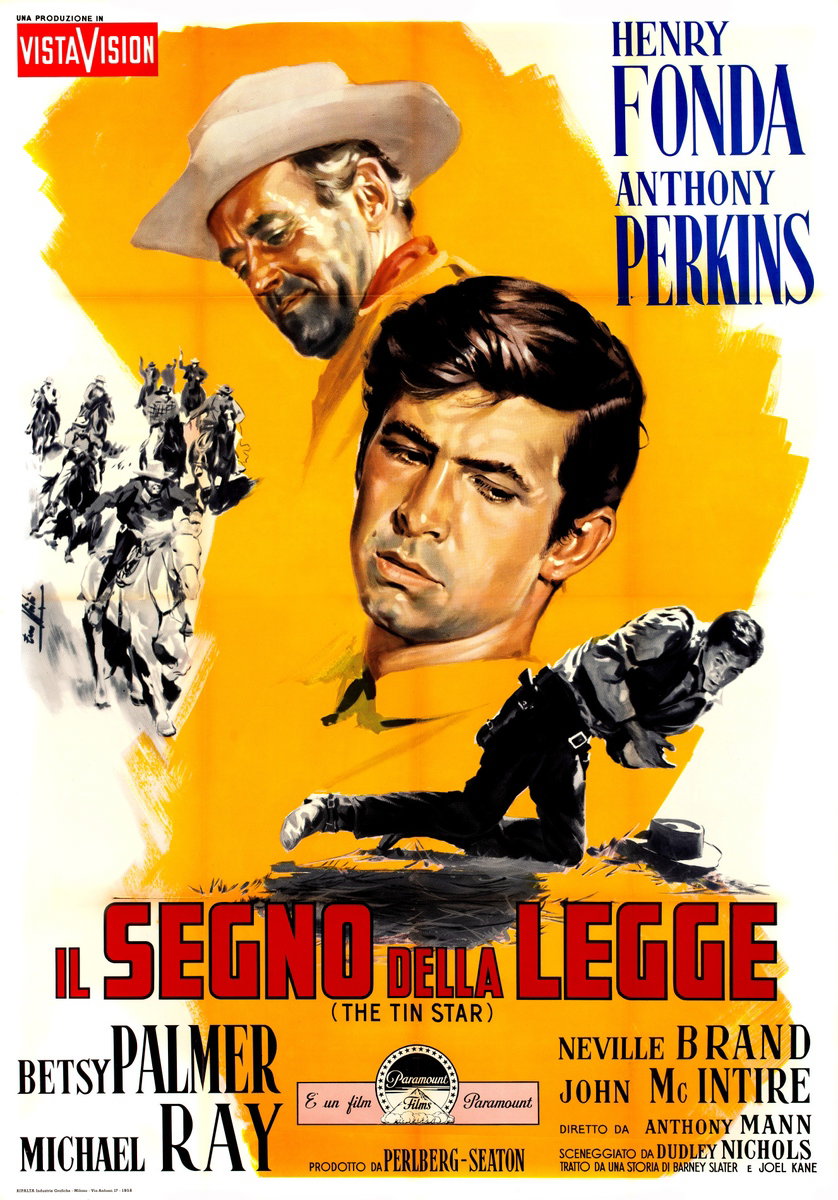 Manifesto 2 per il film Il segno della legge (1957), dipinto da Lorenzo Nistri (Enzo)