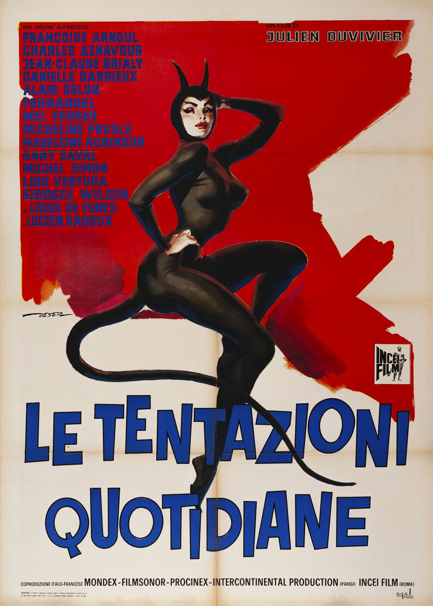 Poster 2 for the film The Devil and the Ten Commandments (1962), painted by Enrico De Seta