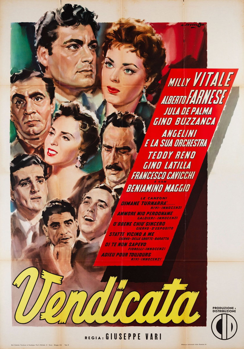 Manifesto 3 per il film Vendicata! (1956), dipinto da Angelo Cesselon