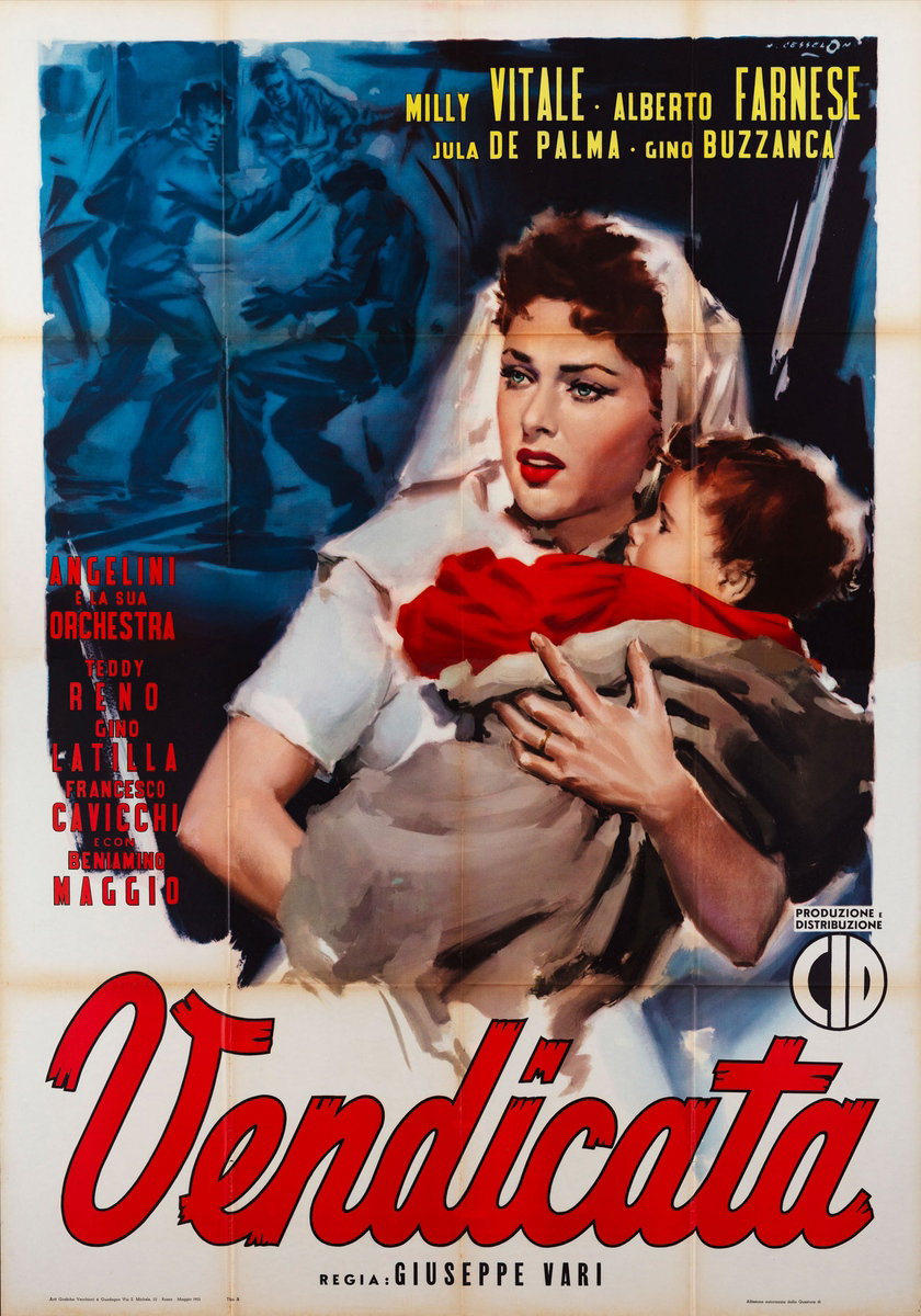 Manifesto 2 per il film Vendicata! (1956), dipinto da Angelo Cesselon