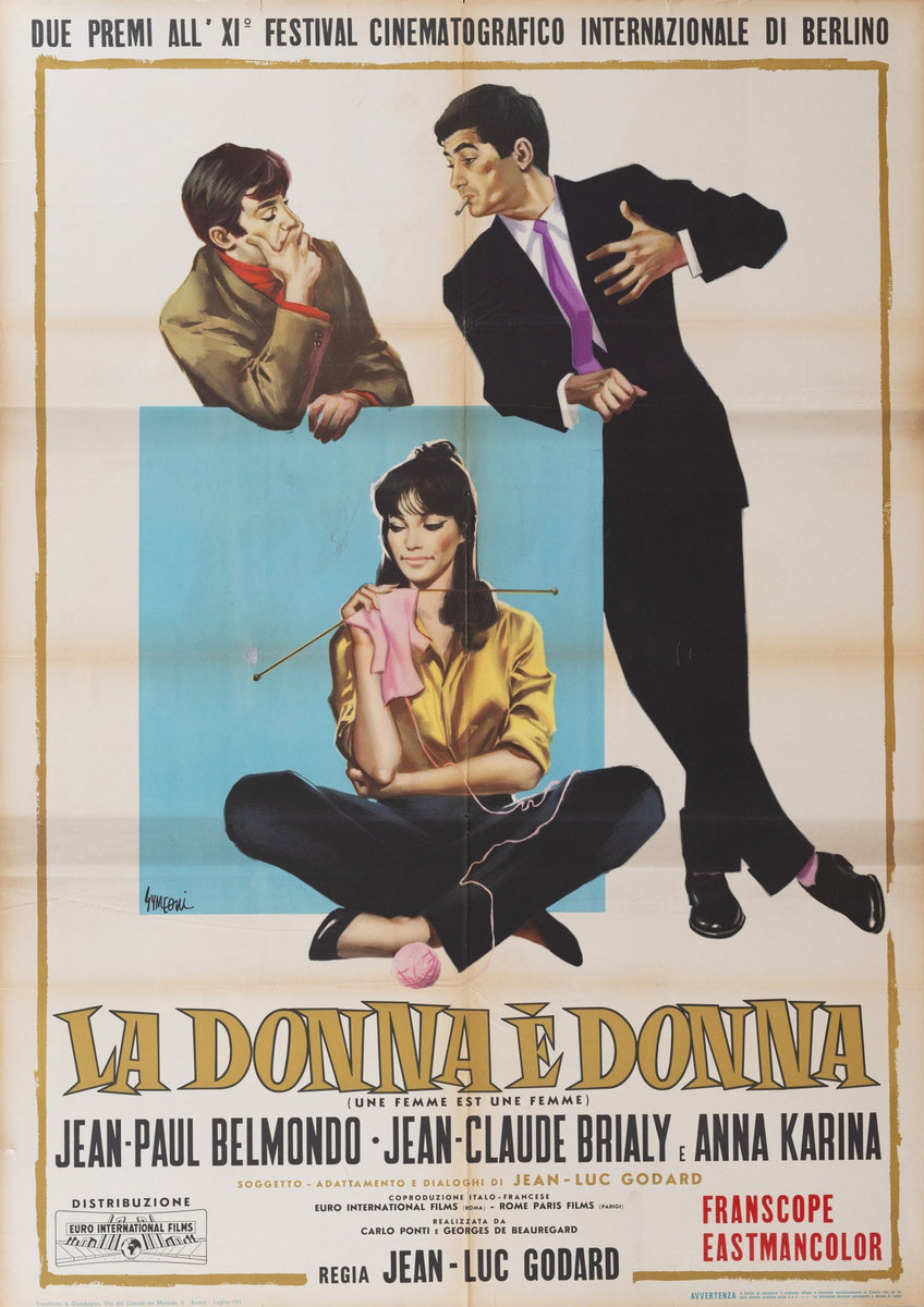 Manifesto 2 per il film La donna è donna (1961), dipinto da Sandro Simeoni (Symeoni)