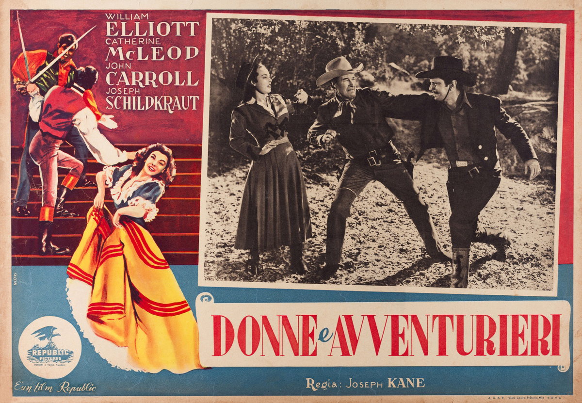 Lobby Card 2 for the film Old Los Angeles (1948), painted by Lorenzo Nistri (Enzo)