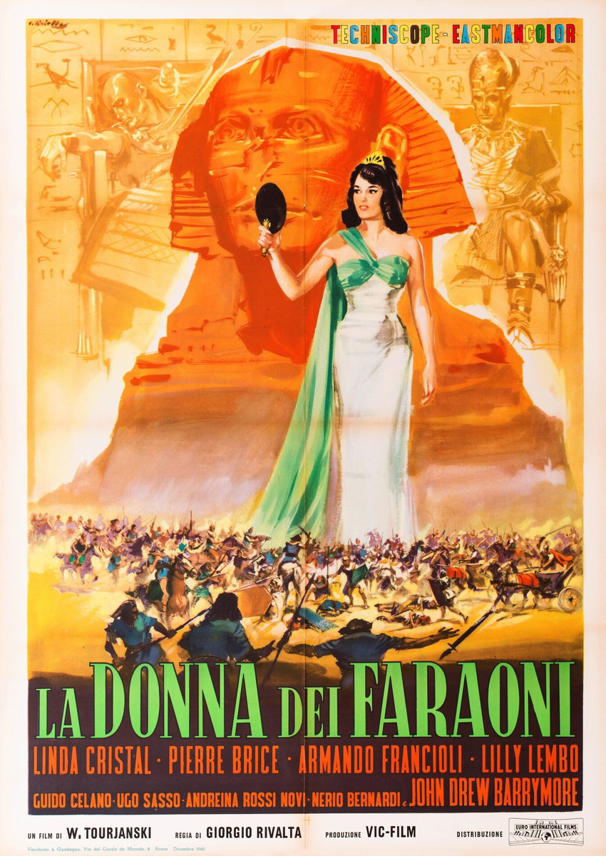 Manifesto 2 per il film La donna dei faraoni (1960), dipinto da Averardo Ciriello
