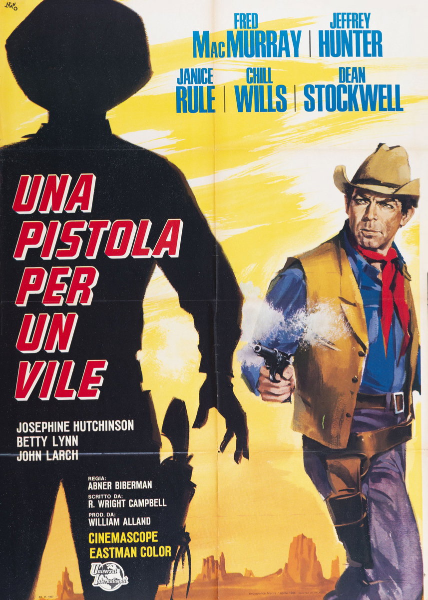 Manifesto 2 per il film Una pistola per un vile (1956), dipinto da Silvano Campeggi (Nano)
