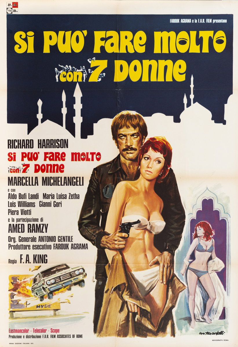 Poster 2 for the film You Can Do a Lot with 7 Women (1972), painted by Ezio Tarantelli