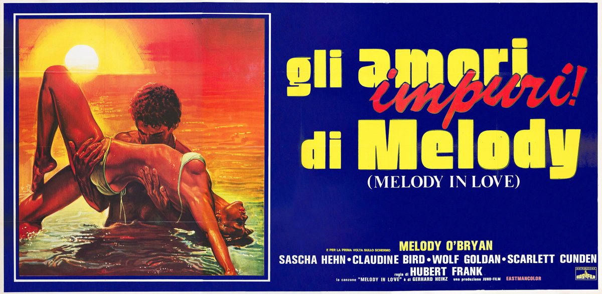 Manifesto 2 per il film Gli amori impuri di Melody (1978), dipinto da Studio E2 (Sciotti-Tarantelli)