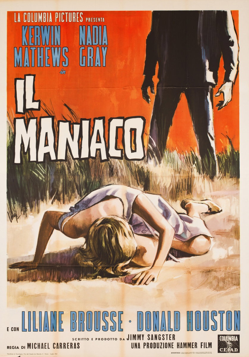 Poster 2 for the film Maniac (1963), painted by Carlantonio Longi