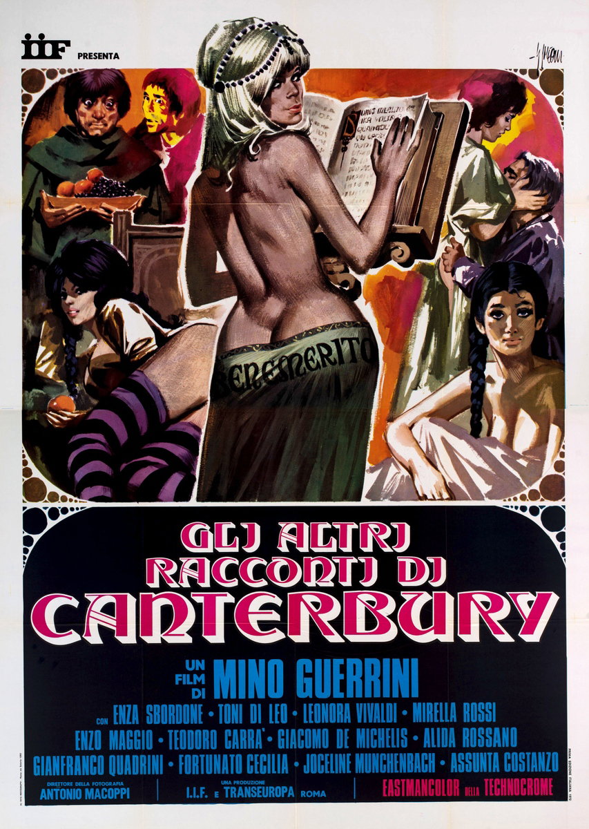 Manifesto 2 per il film Gli altri racconti di Canterbury (1972), dipinto da Sandro Simeoni (Symeoni)