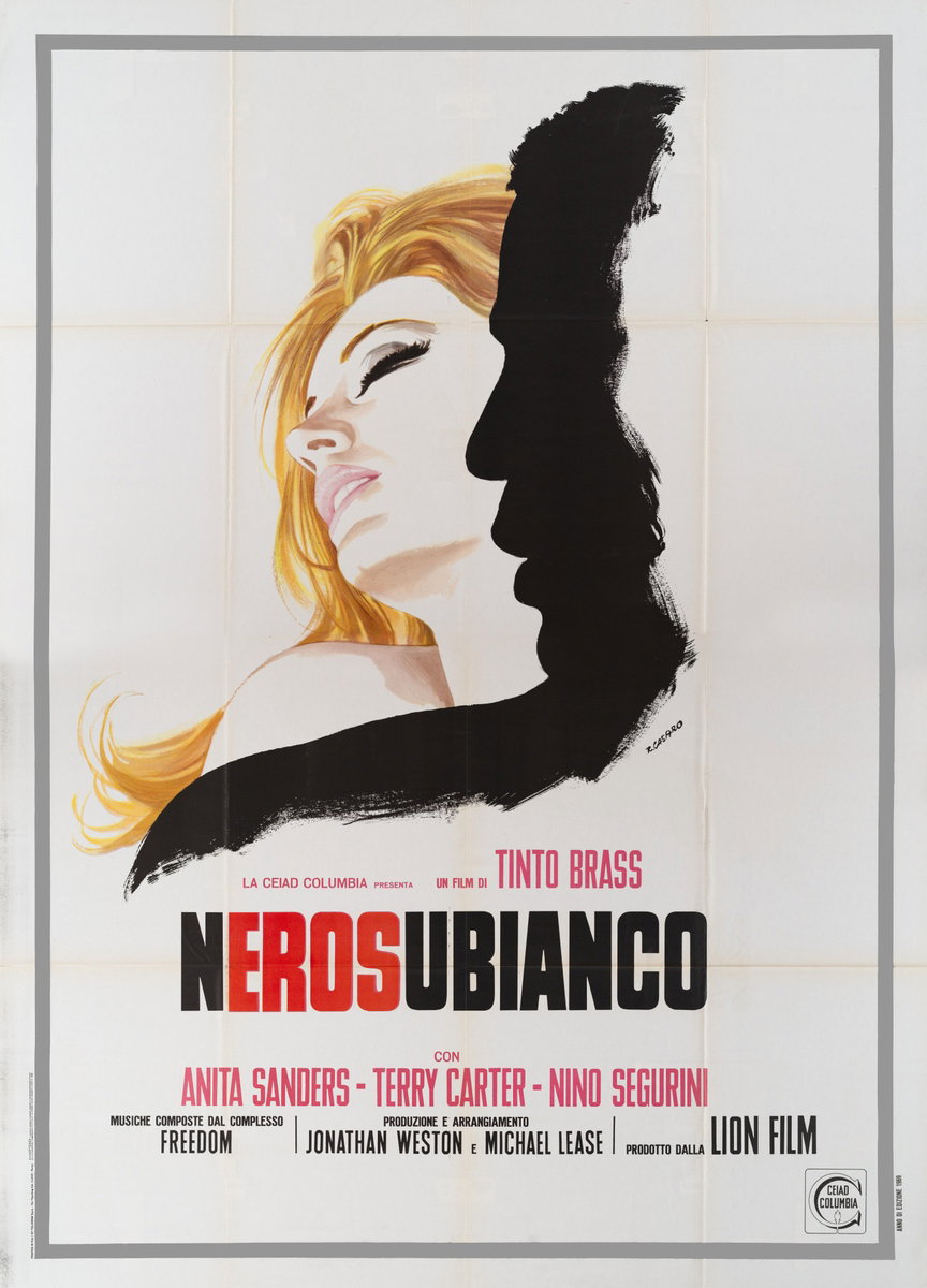 Manifesto 2 per il film Nerosubianco (1969), dipinto da Renato Casaro (Renè)