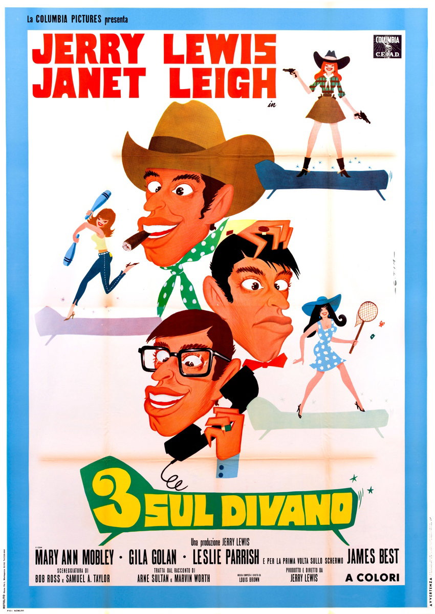 Poster 2 for the film Three on a Couch (1966), painted by Timperi (C. Tim)