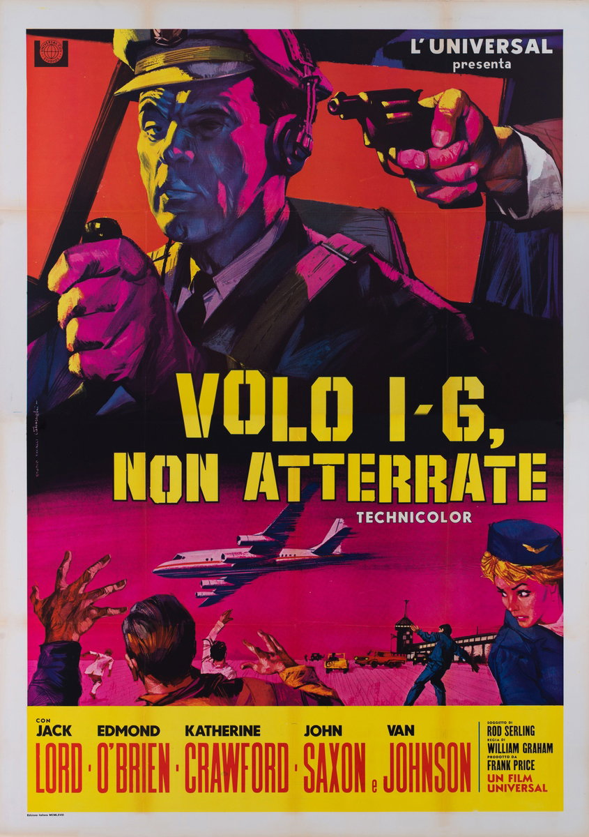 Poster 2 for the film The Doomsday Flight (1966), painted by Rodolfo Valcarenghi