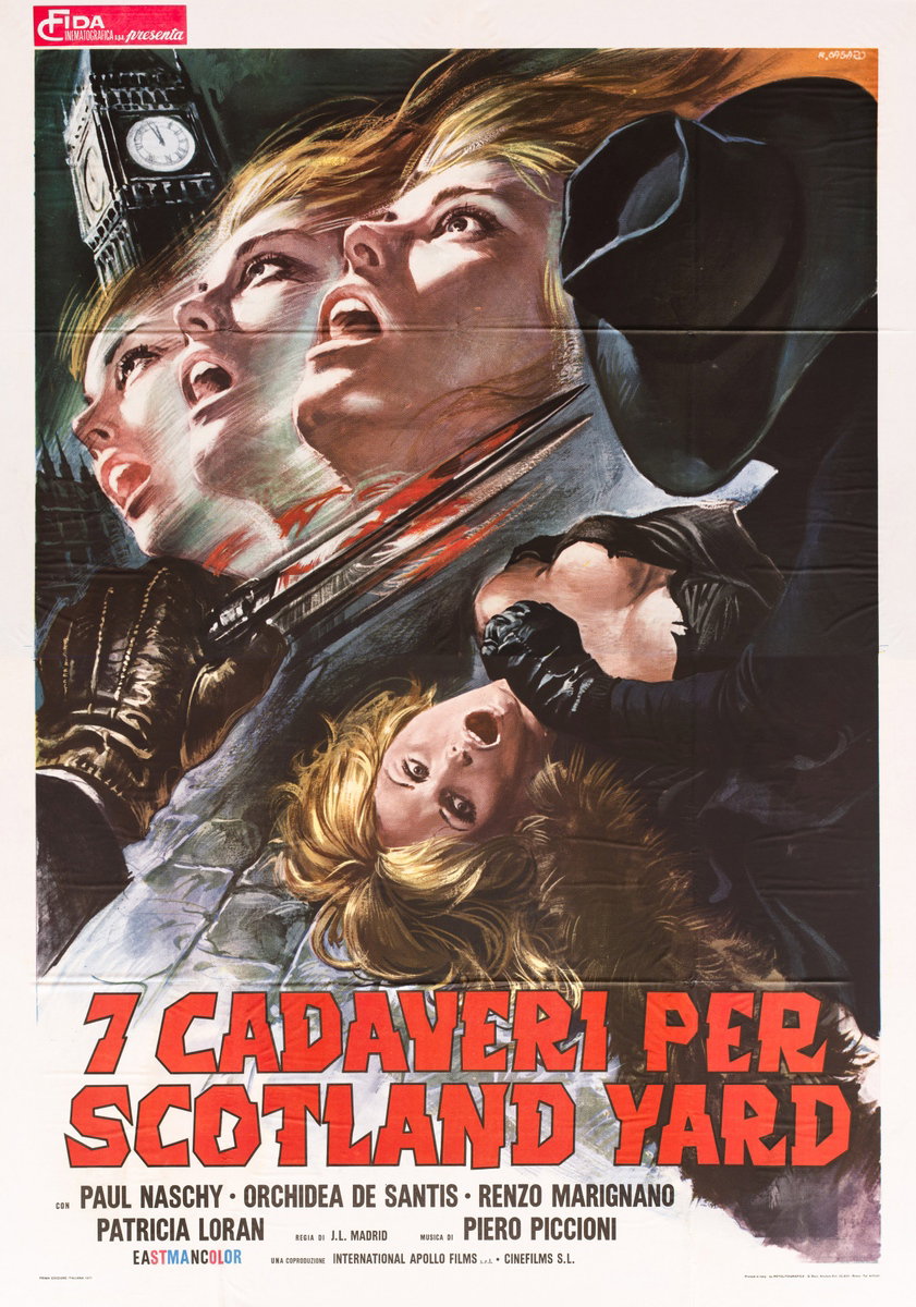 Poster 2 for the film Seven Murders for Scotland Yard (1972), painted by Renato Casaro (Renè)