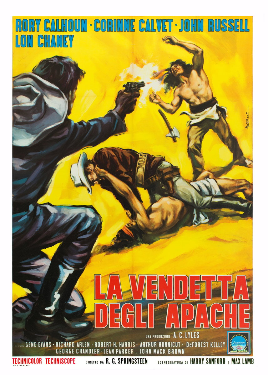 Manifesto 2 per il film La vendetta degli Apache (1965), dipinto da Marcello Colizzi