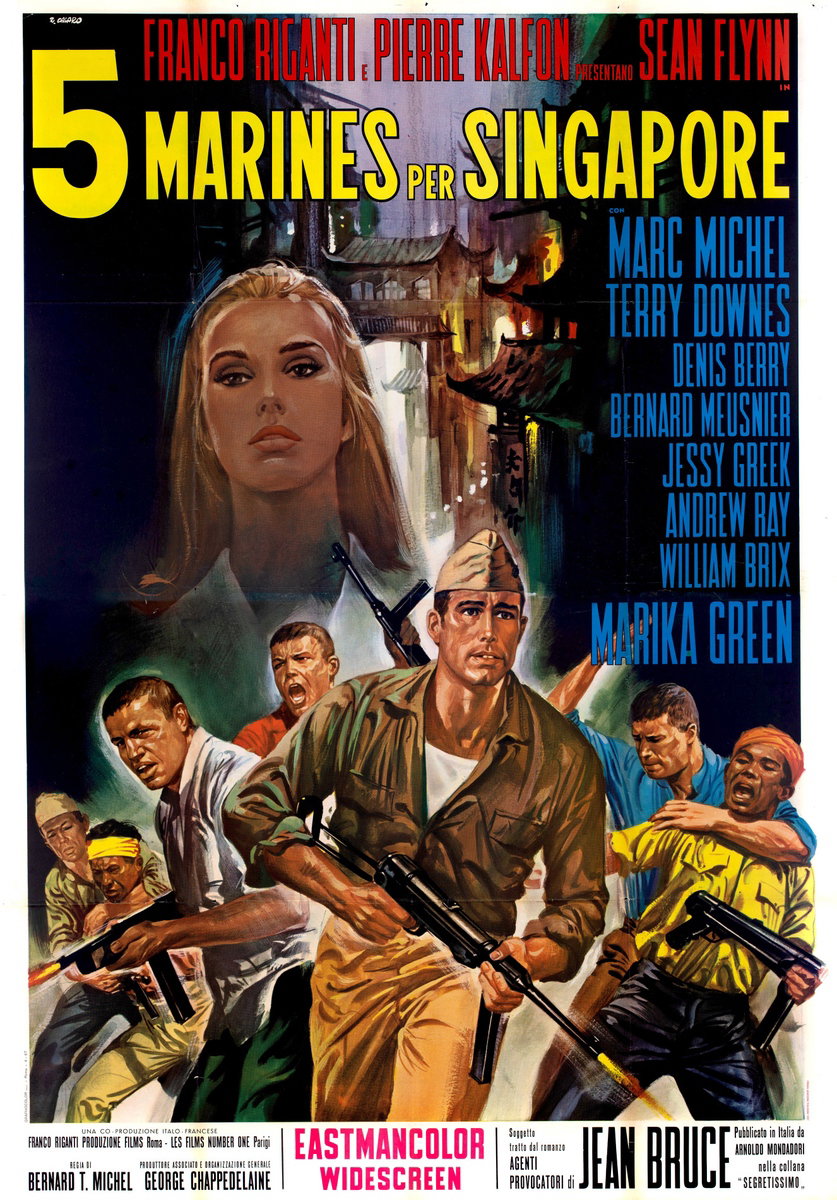 Manifesto 2 per il film Cinque marines per Singapore (1967), dipinto da Renato Casaro (Renè)