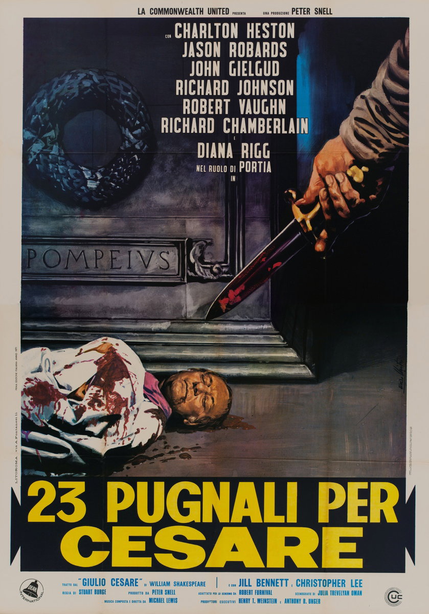 Manifesto 2 per il film 23 pugnali per Cesare (1970), dipinto da Lorenzo Nistri (Enzo)