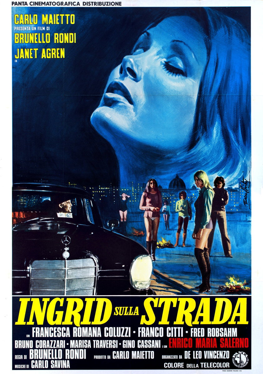 Manifesto 2 per il film Ingrid sulla strada (1973), dipinto da Lorenzo Nistri (Enzo)