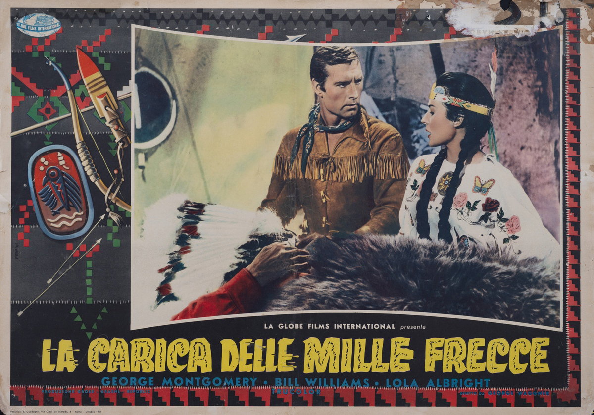 Fotobusta 2 per il film La carica delle mille frecce - Pawnee (1957), dipinto da Renato Ferrini