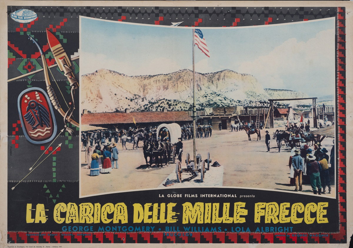 Fotobusta 3 per il film La carica delle mille frecce - Pawnee (1957), dipinto da Renato Ferrini