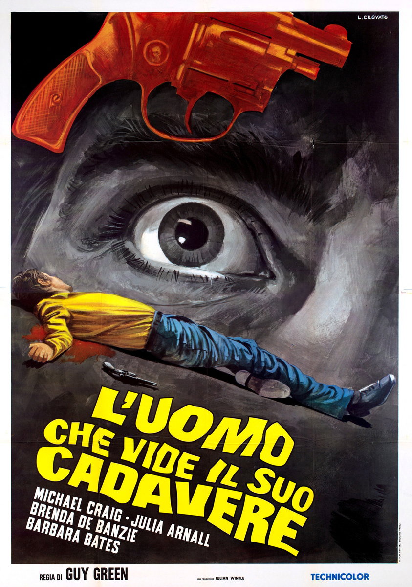 Manifesto 2 per il film L'uomo che vide il suo cadavere (1956), dipinto da Luciano Crovato