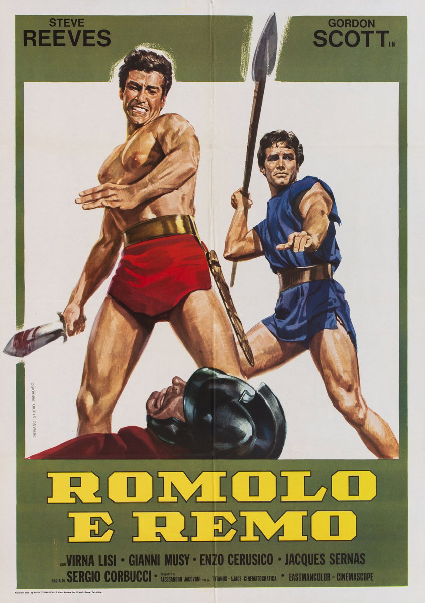 Manifesto 2 per il film Romolo e Remo (1961), dipinto da Mario Piovano