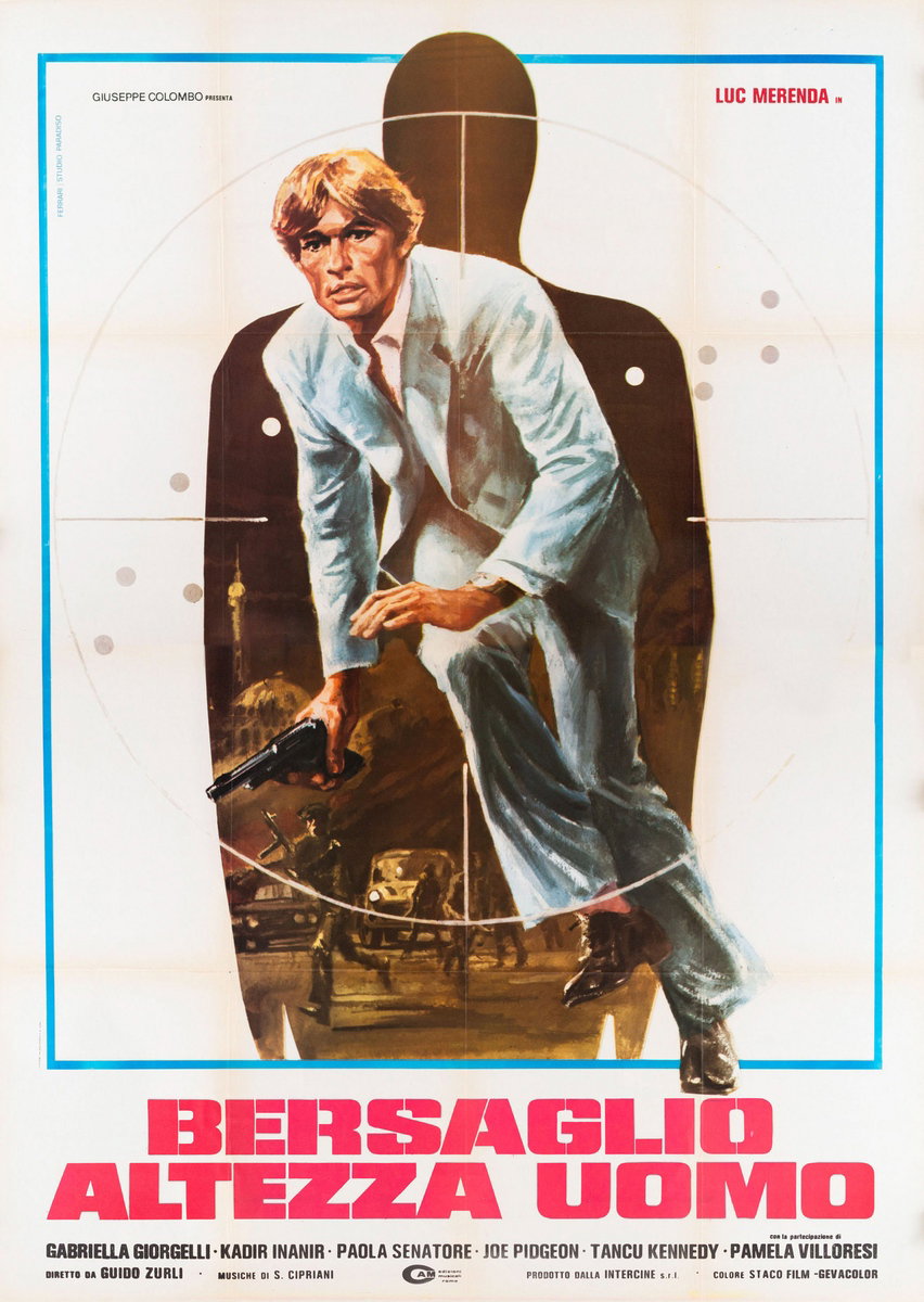 Manifesto 2 per il film Bersaglio altezza uomo (1979), dipinto da Mario Ferrari (Mafè)