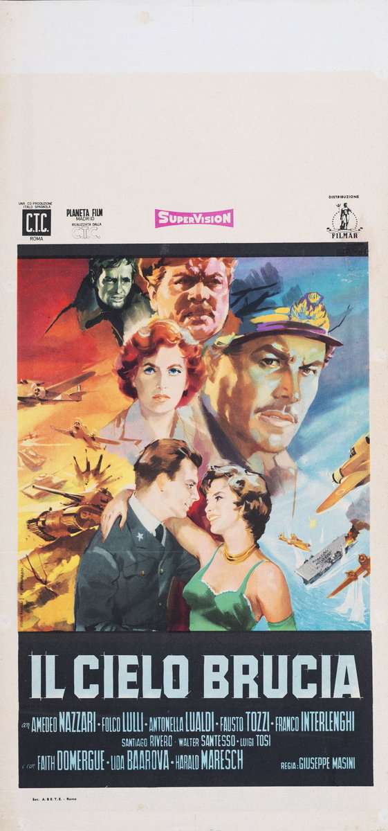 Locandina 2 per il film Il cielo brucia (1958), dipinto da Alessandro Biffignandi
