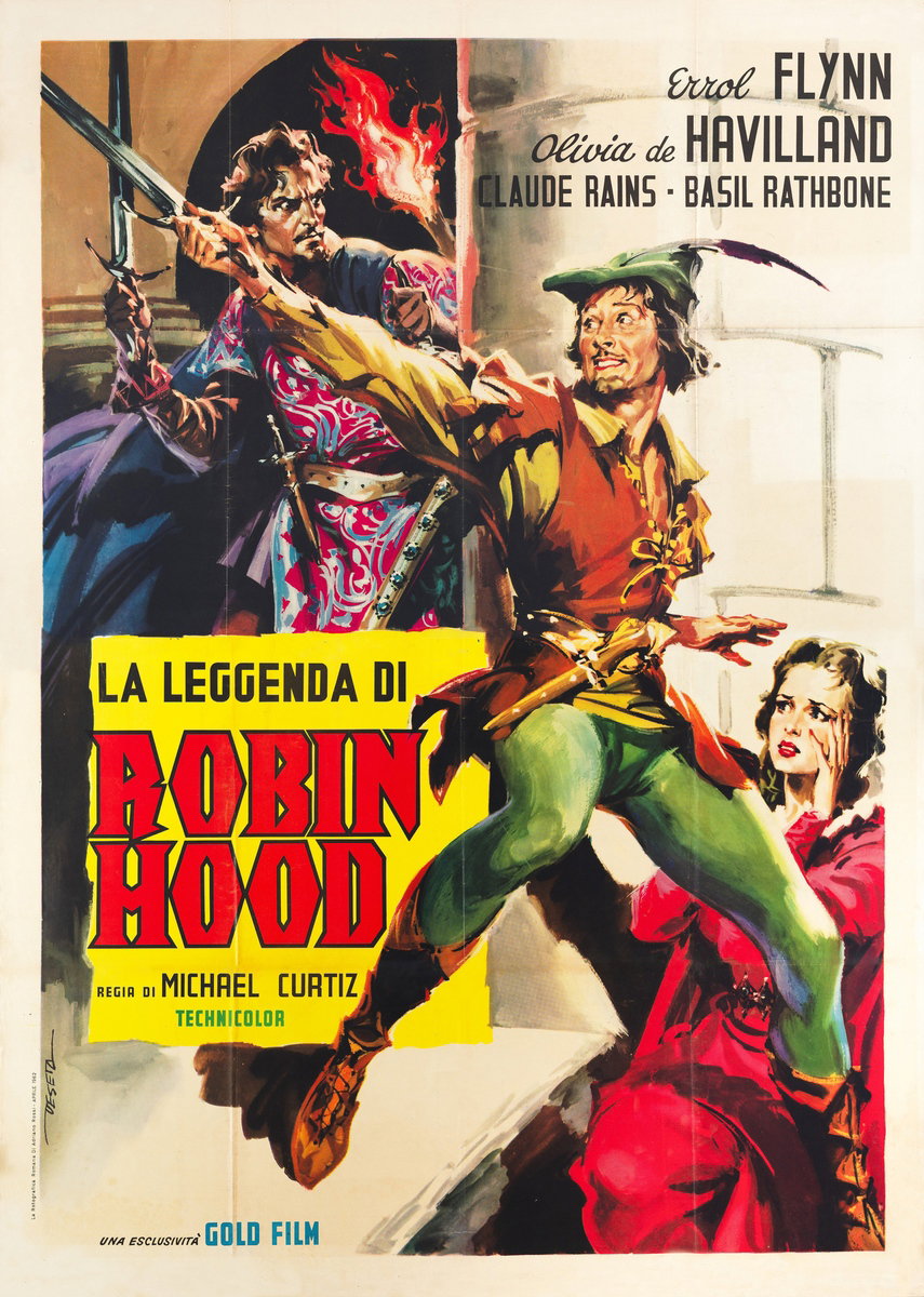 Manifesto 2 per il film La leggenda di Robin Hood (1938), dipinto da Enrico De Seta