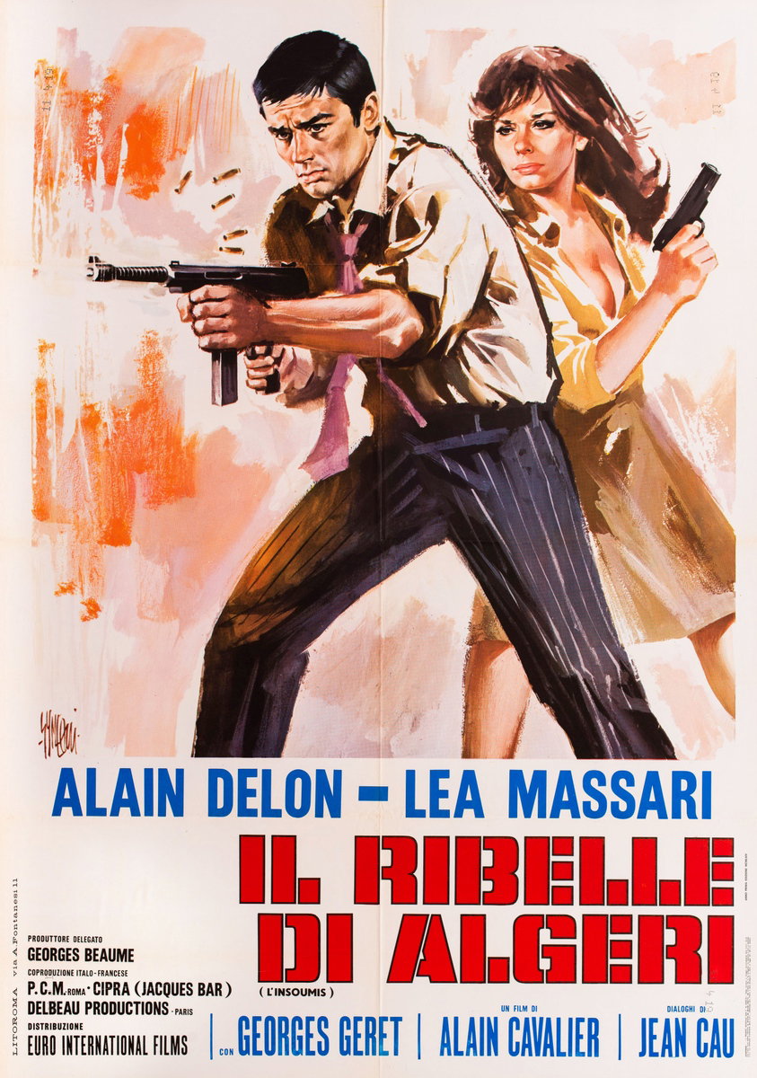 Manifesto 2 per il film Il ribelle di Algeri (1964), dipinto da Sandro Simeoni (Symeoni)