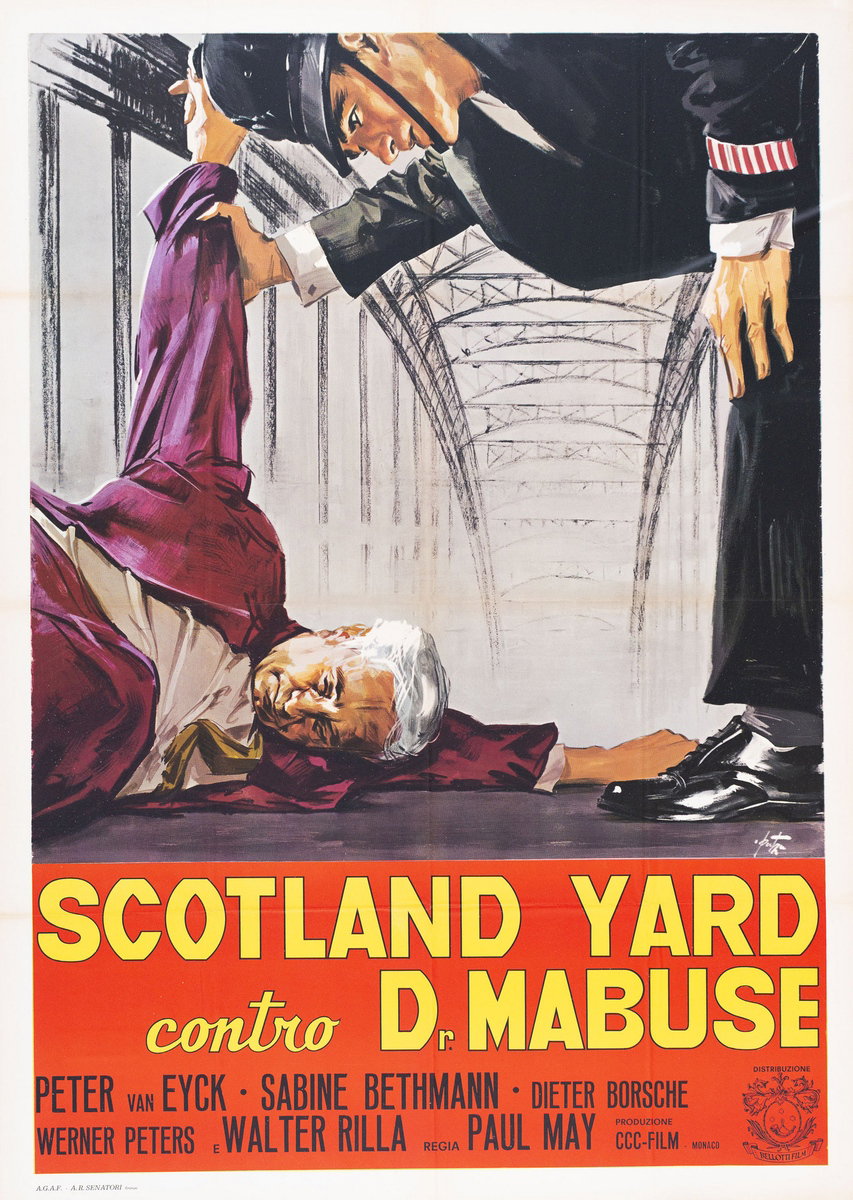 Manifesto 2 per il film Scotland Yard contro Dr. Mabuse (1963), dipinto da Arnaldo Putzu