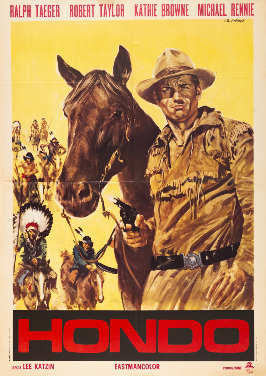 Manifesto 2 per il film Hondo (1967), dipinto da Giovanni Di Stefano
