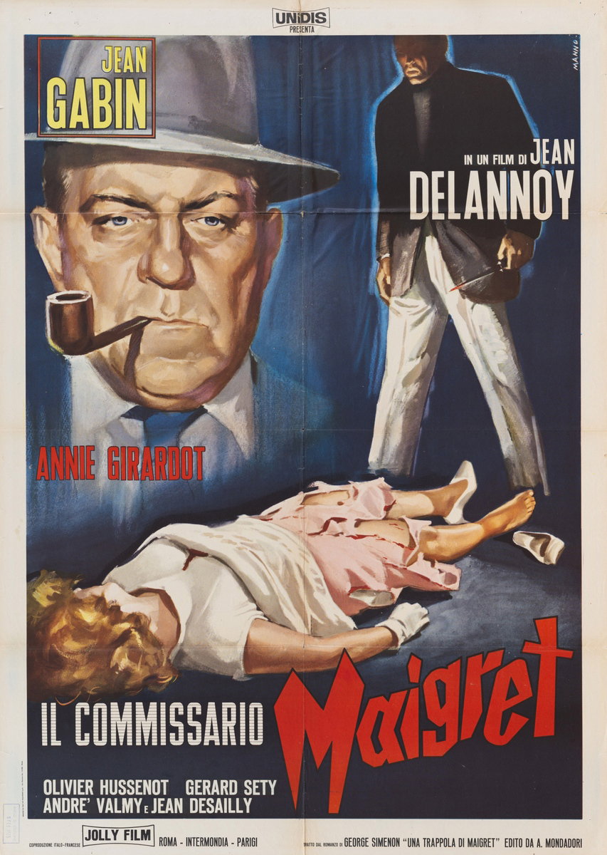 Manifesto 2 per il film Il commissario Maigret (1958), dipinto da Dante Manno