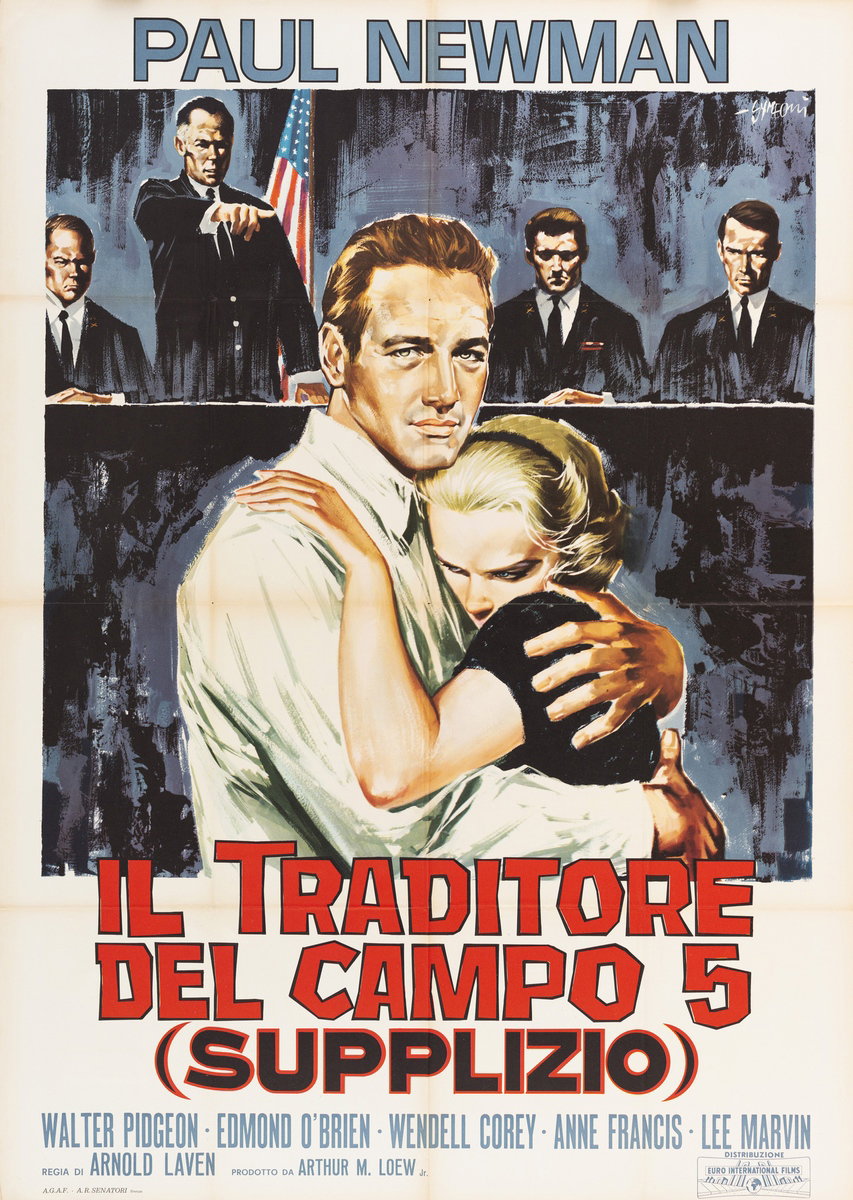 Manifesto 2 per il film Supplizio - Il traditore del Campo 5 (1956), dipinto da Sandro Simeoni (Symeoni)
