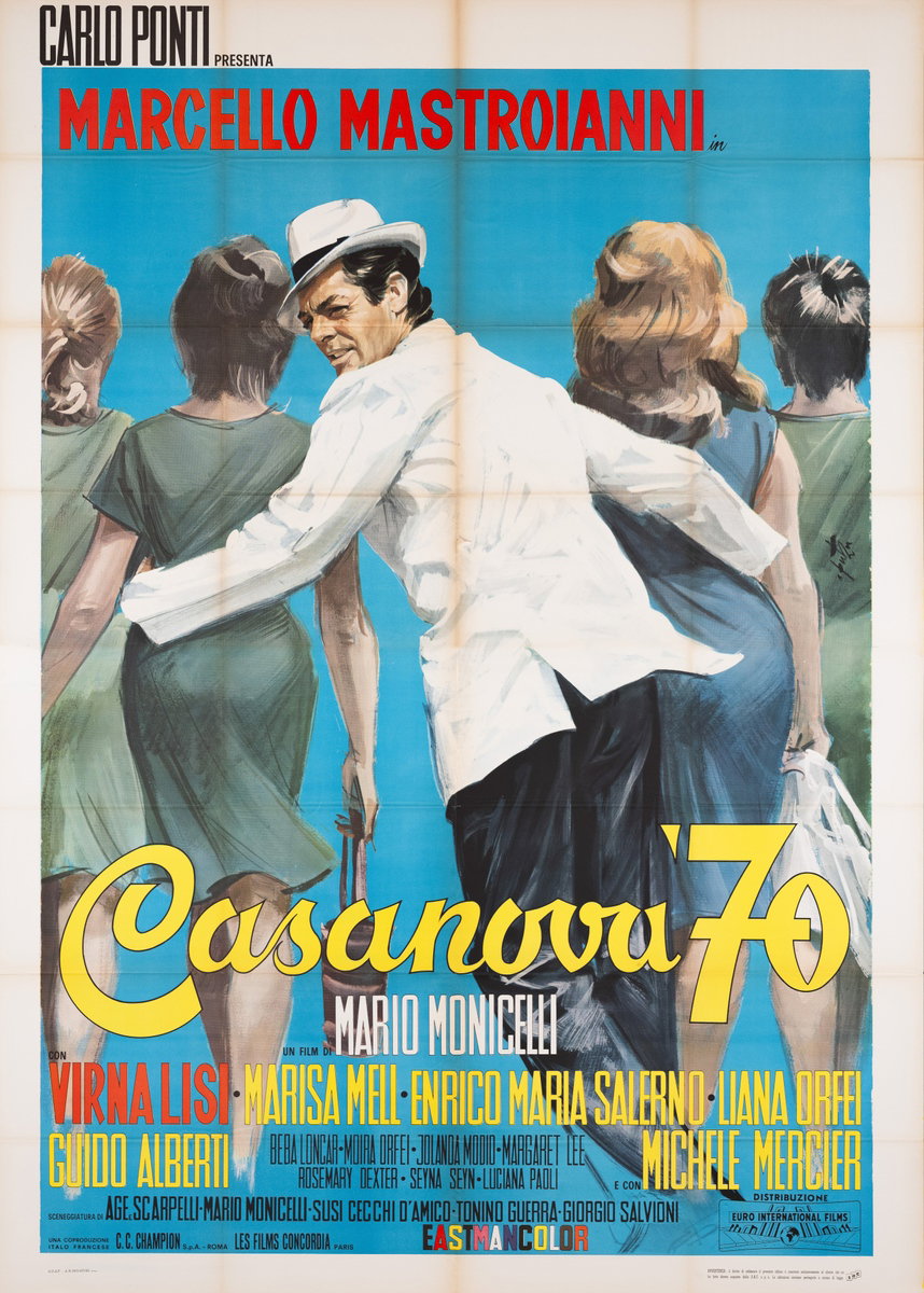 Manifesto 4 per il film Casanova '70 (1965), dipinto da Arnaldo Putzu