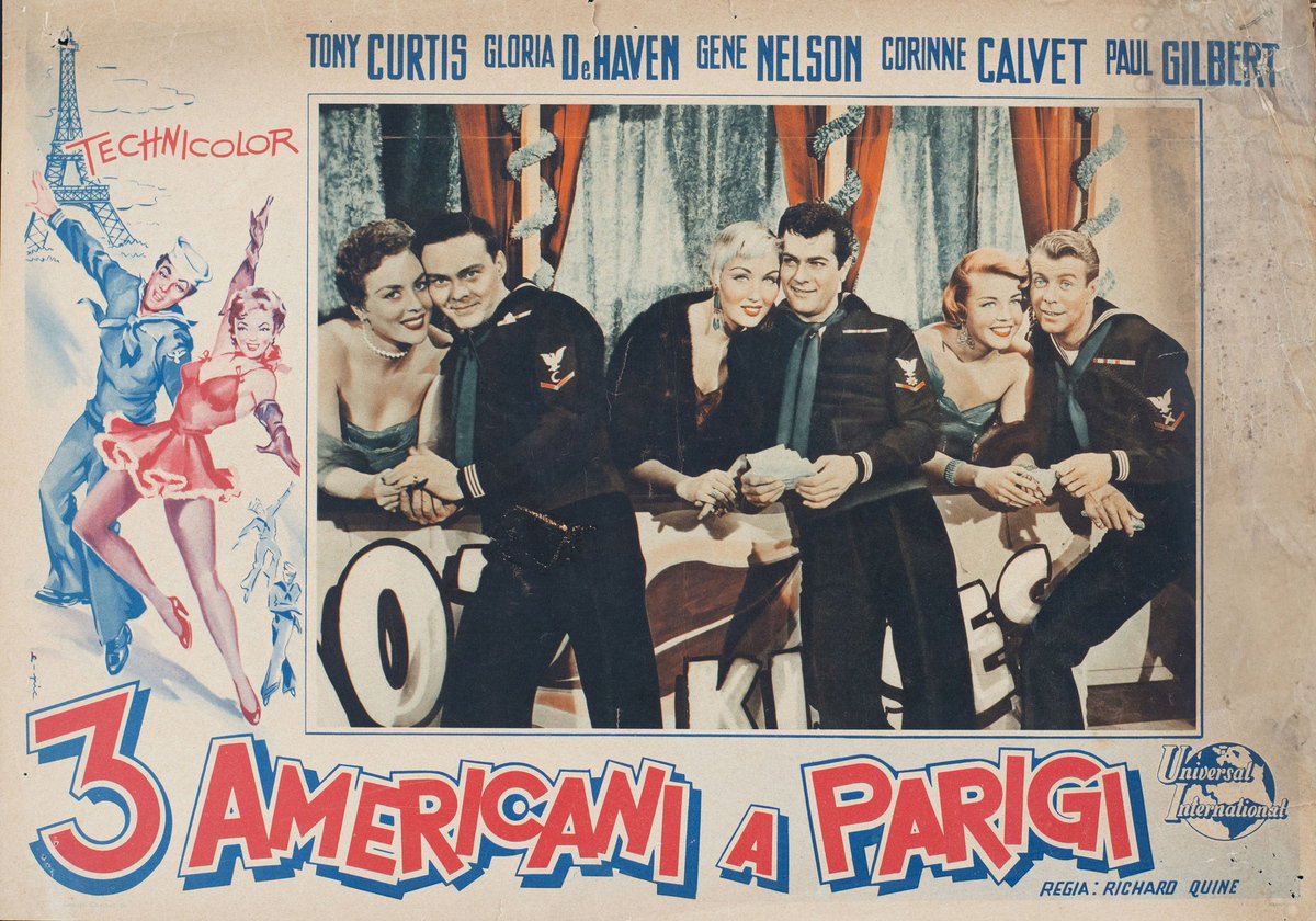 Fotobusta 3 per il film Tre americani a Parigi (1954), dipinto da E. Pic
