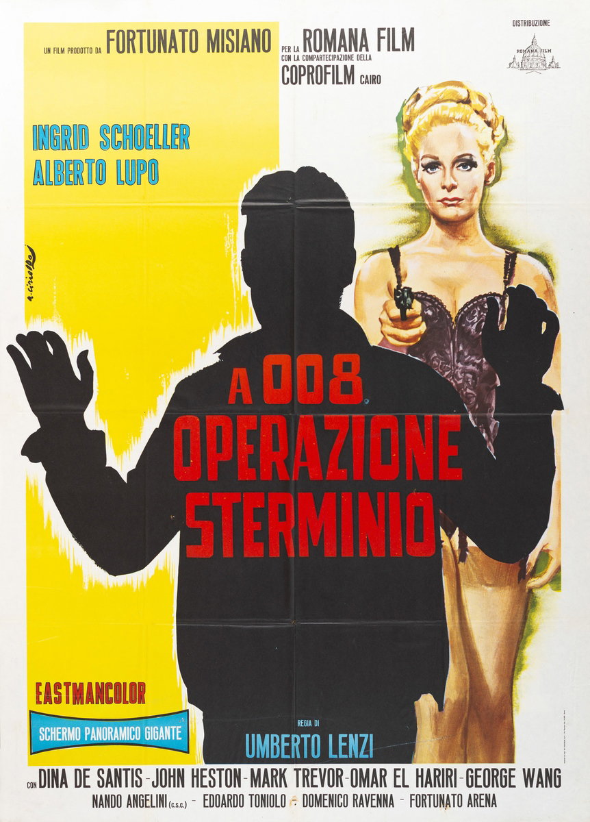Manifesto 2 per il film A 008, operazione Sterminio (1965), dipinto da Averardo Ciriello