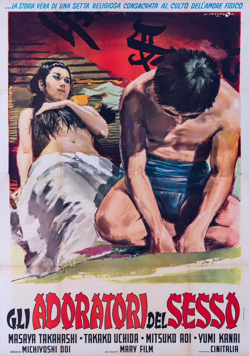 Manifesto 2 per il film Gli adoratori del sesso (1968), dipinto da Angelo Cesselon
