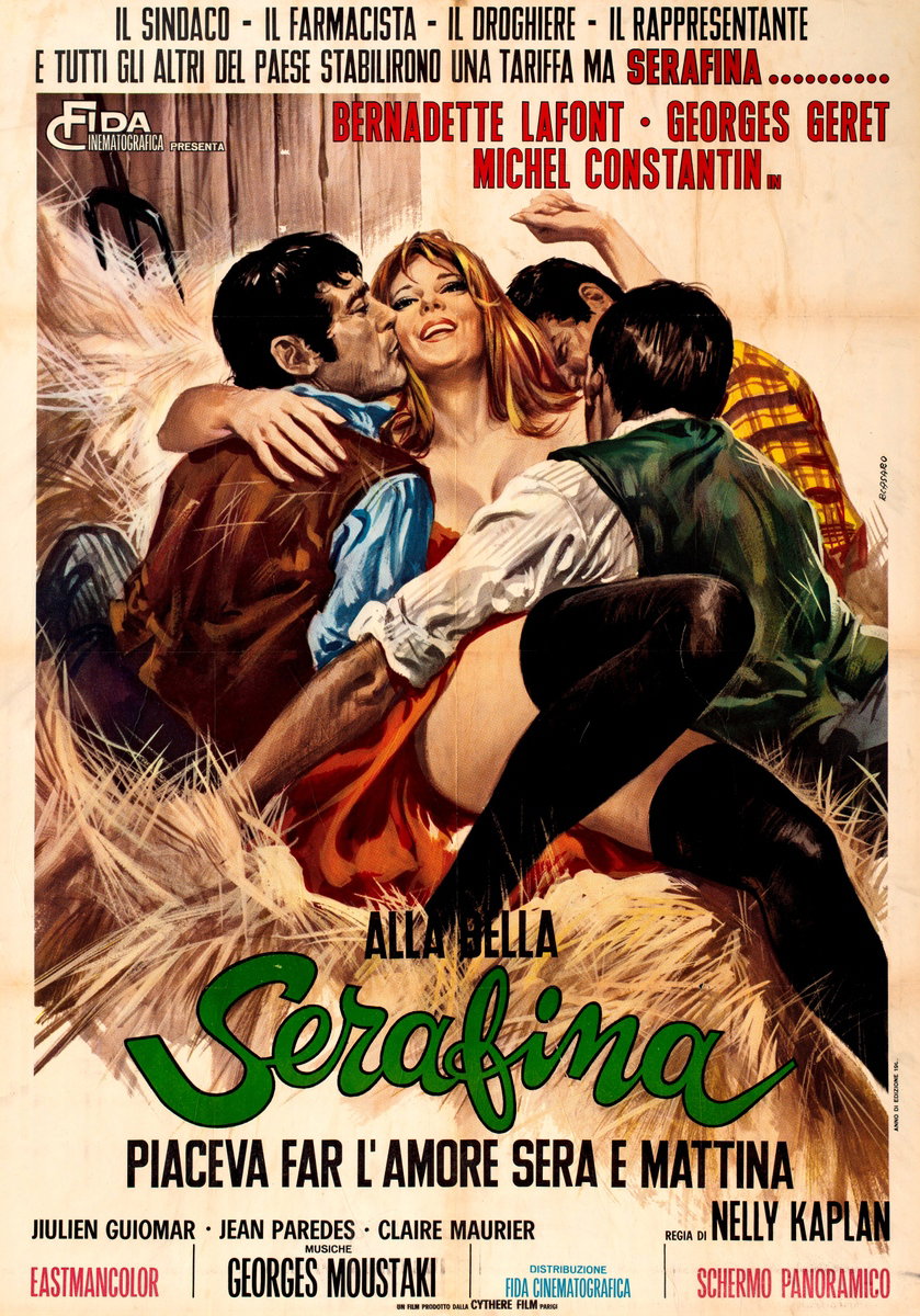 Manifesto 2 per il film Alla bella Serafina piaceva far l'amore sera e mattina (1969), dipinto da Renato Casaro (Renè)
