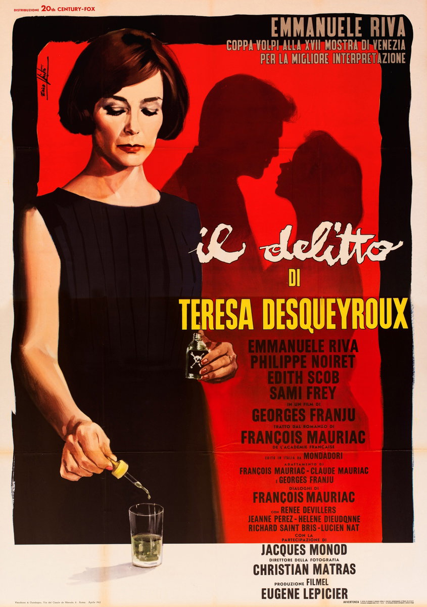 Manifesto 2 per il film Il delitto di Therese Desqueyroux (1962), dipinto da Lorenzo Nistri (Enzo)