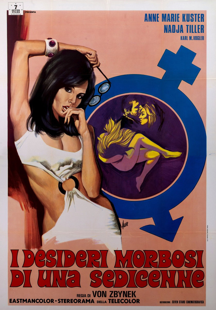 Poster 2 for the film I desideri morbosi di una sedicenne (1975), painted by Giovanni Alessandri (Aller)