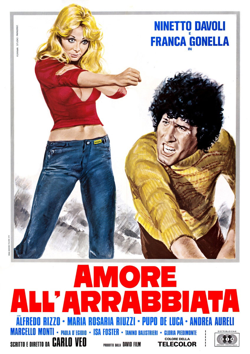 Manifesto 2 per il film Amore all'arrabbiata (1977), dipinto da Mario Ferrari (Mafè)