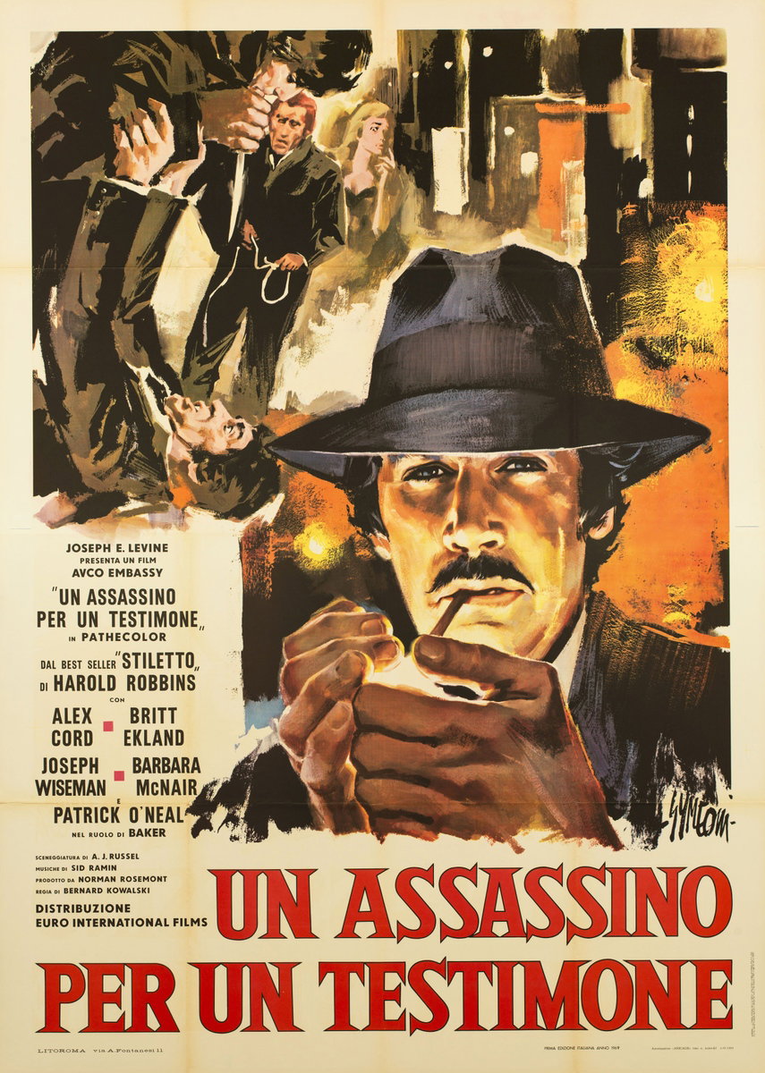 Manifesto 2 per il film Un assassino per un testimone (1969), dipinto da Sandro Simeoni (Symeoni)