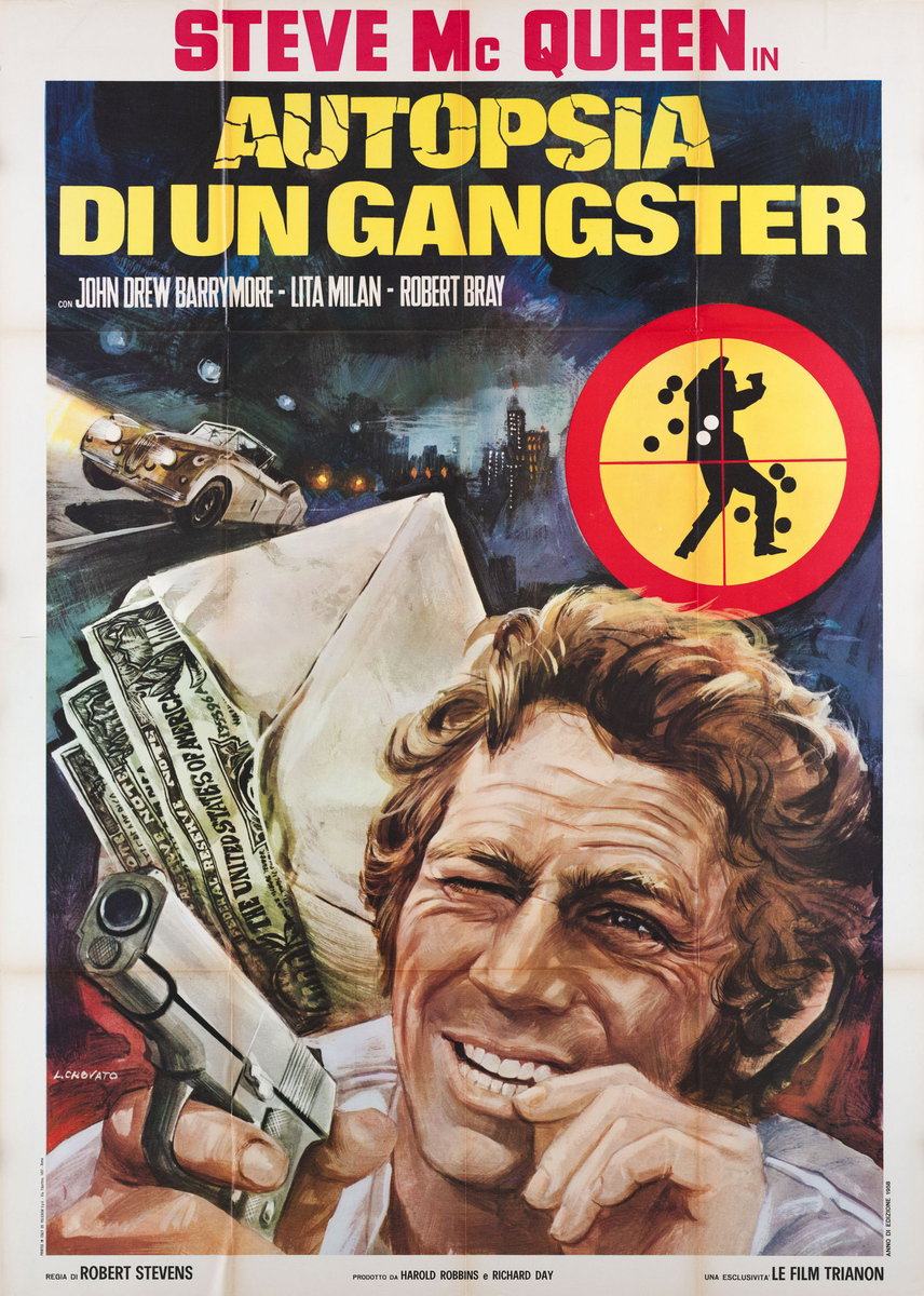 Manifesto 2 per il film Autopsia di un gangster (1958), dipinto da Luciano Crovato
