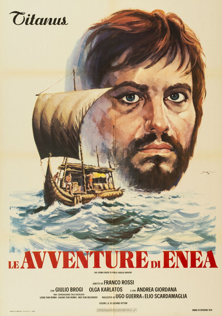 Poster 2 for the film Le avventure di Enea (1974), painted by Adelchi Serafini