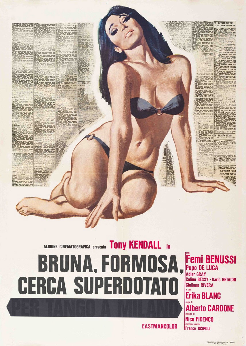 Manifesto 2 per il film Bruna, formosa, cerca superdotato (1975)