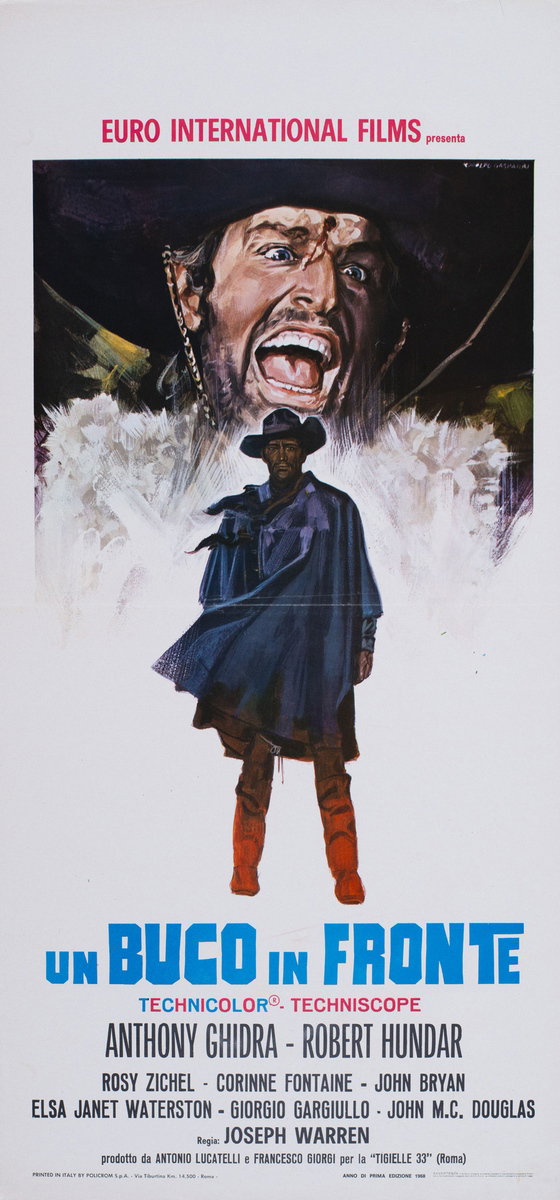 Locandina 2 for the film Un buco in fronte (1968), painted by Rodolfo Gasparri