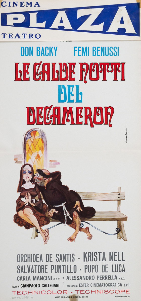 Locandina 3 for the film Hot Nights of the Decameron (1972), painted by Rodolfo Gasparri