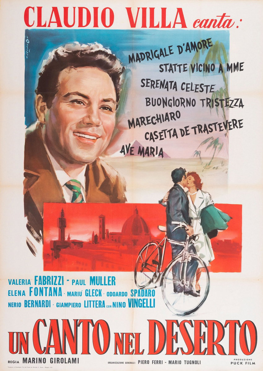 Poster 2 for the film Un canto nel deserto (1959), painted by Angelo Cesselon