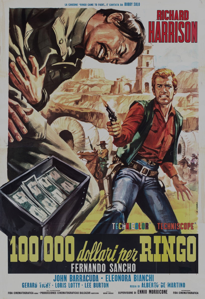 Manifesto 2 per il film Centomila dollari per Ringo (1965), dipinto da Renato Casaro (Renè)