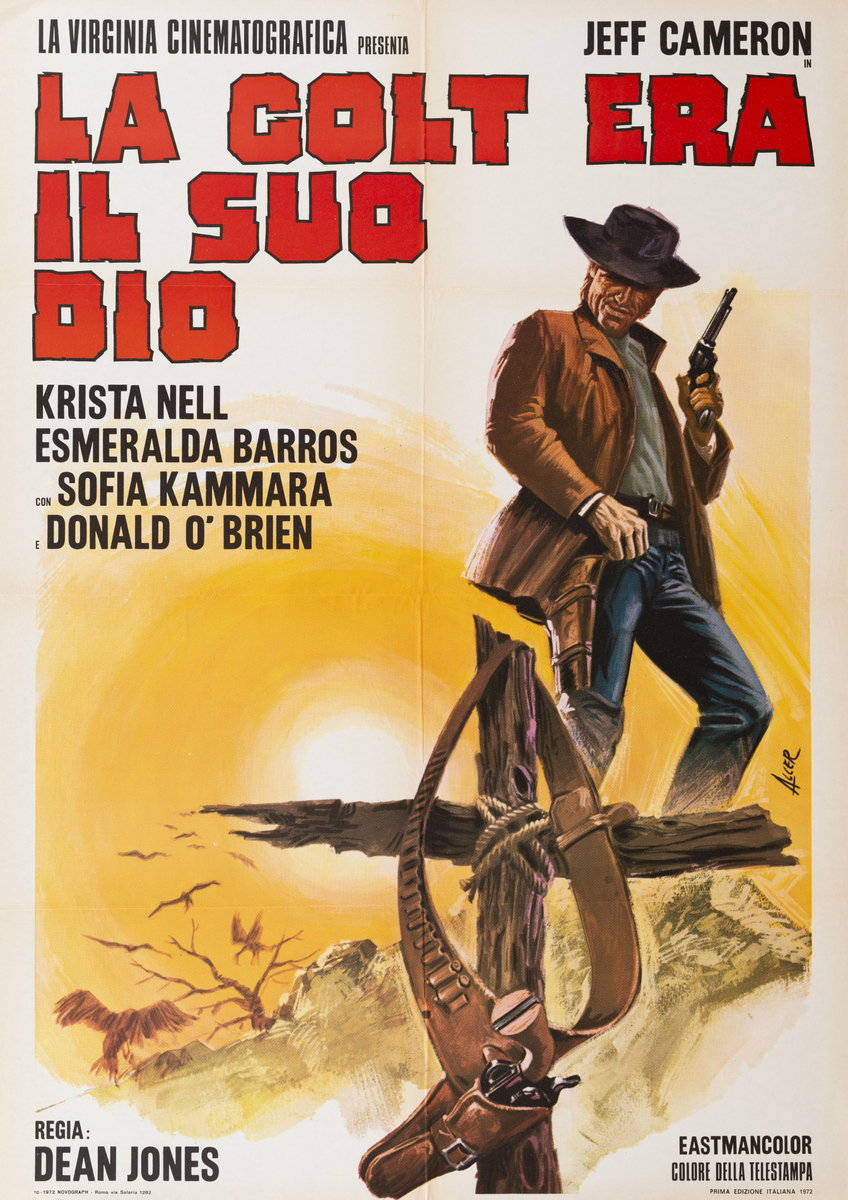 Manifesto 3 per il film La Colt era il suo Dio (1972), dipinto da Giovanni Alessandri (Aller)